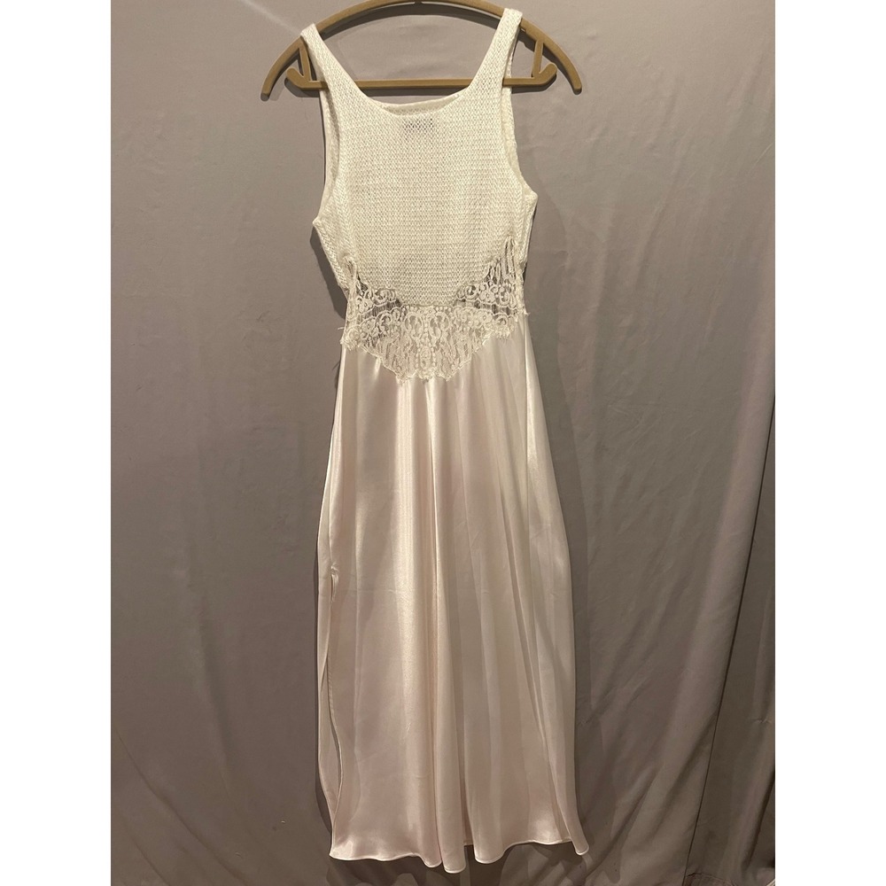 Victoria's Secret Vintage Gold Lbl Gown Sml bride nightgown Lace,Satin Sweater